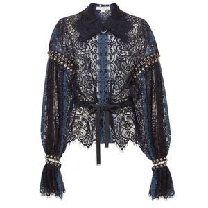 Jonathan Simkhai Grommet Lariat Lace Jacket
